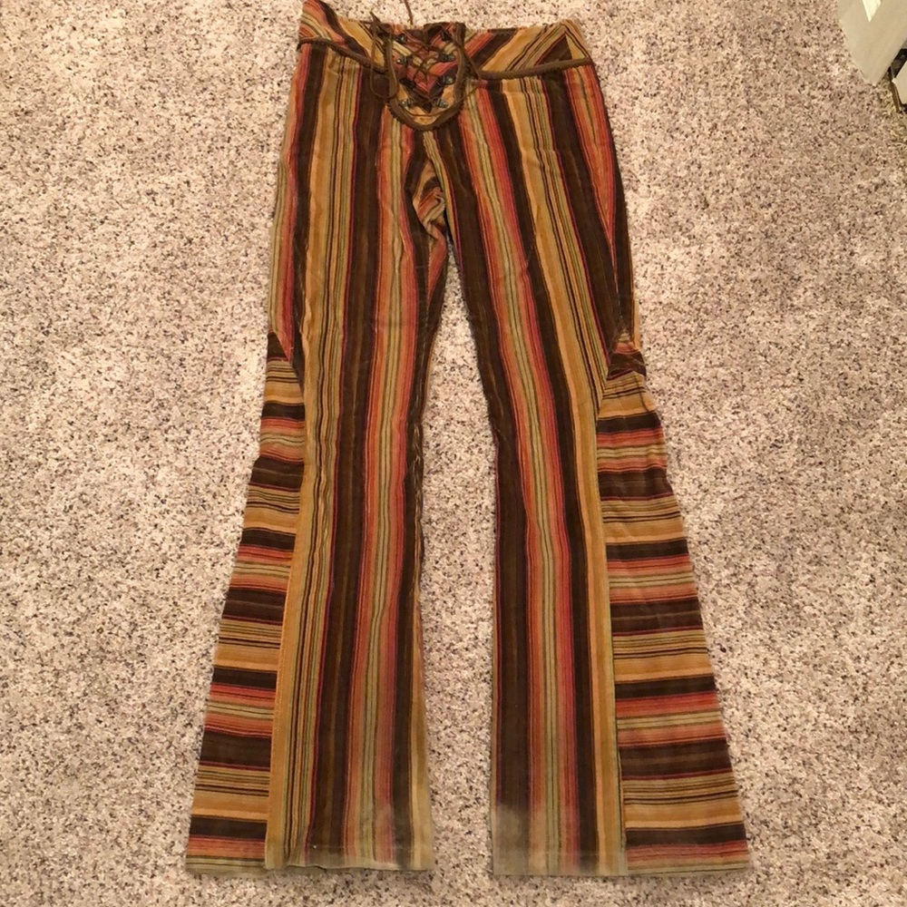 Vintage style striped flare legged corduroy pants